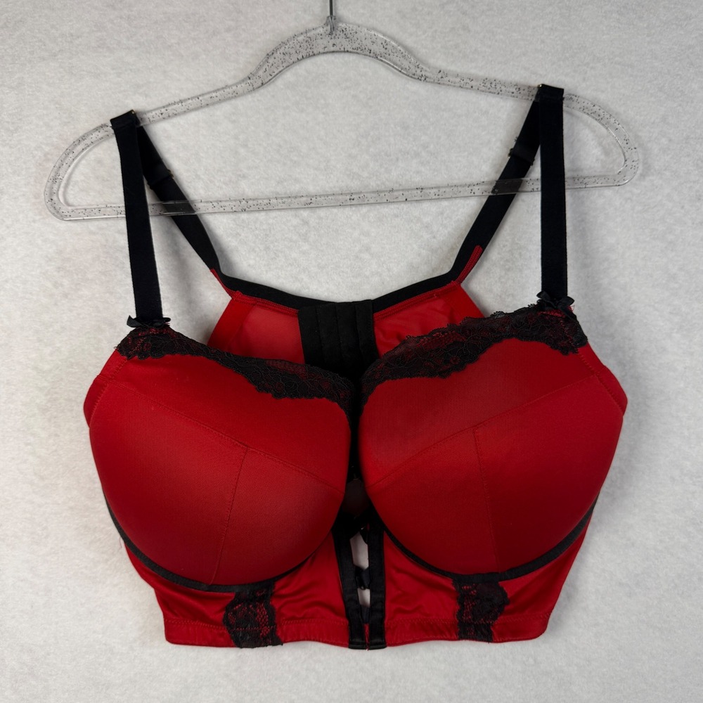 Lane Bryant Cacique Boost Balconette Bra Red Longline 40DDD A83532 Underwire